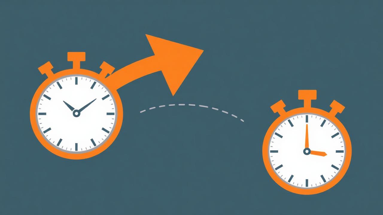Editorial illustration of stopwatches and a speed arrow
